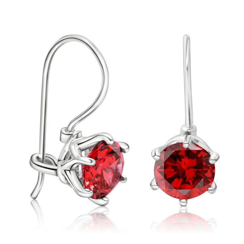 Garnet Drop Earrings for Women - Handmade Sterling Silver January Birthstone