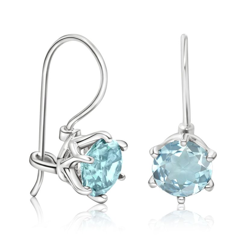 Handmade 925 Silver Blue Topaz Drop Earrings