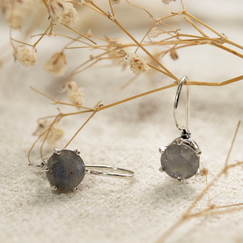 Handmade Sterling Silver Labradorite Drop Earrings for Women