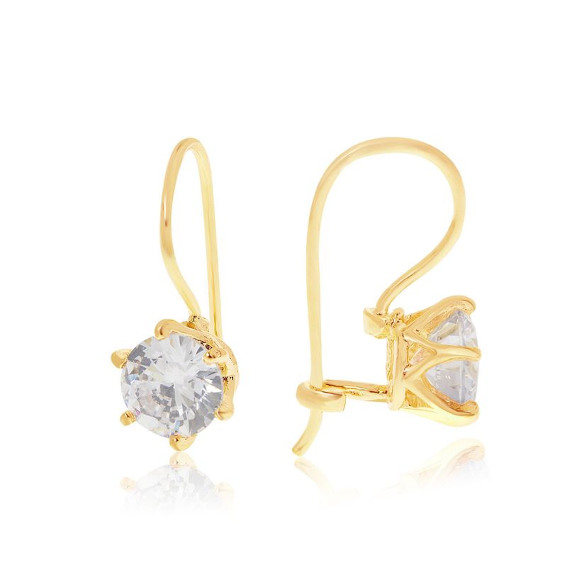 White CZ Drop Earrings for Women - Handmade Gold Plated December Birthstone