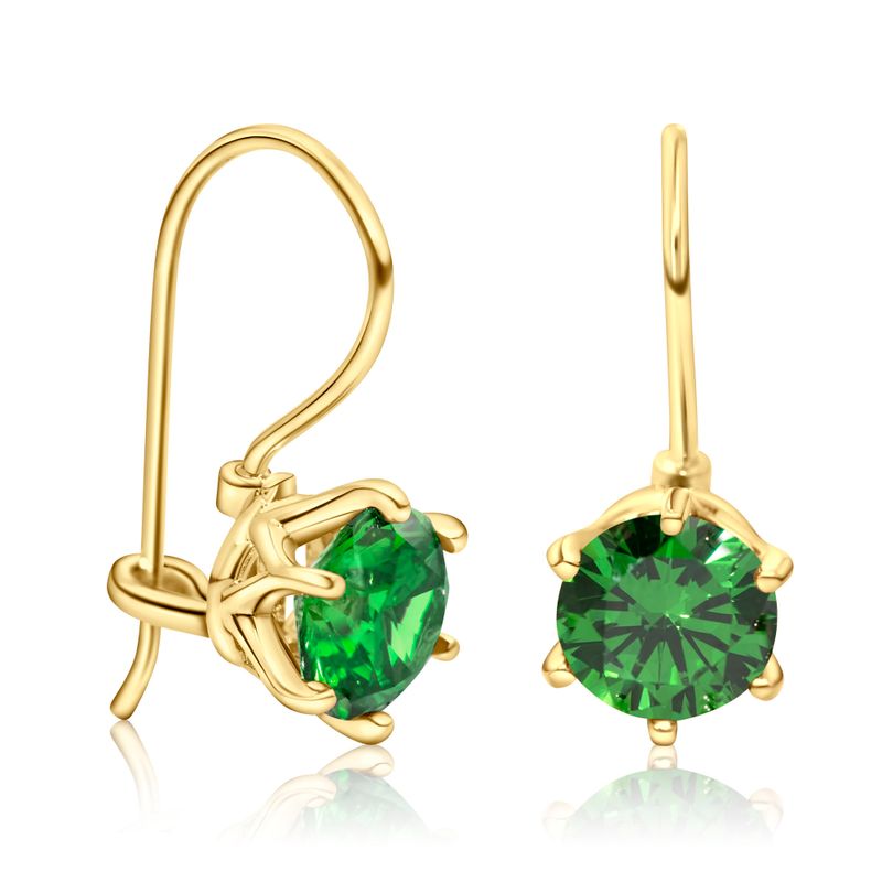 Gold Plated Green Drop Earrings for Women - Handmade December Birthstone