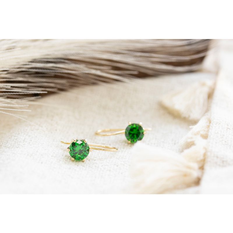 Gold Plated Green Drop Earrings for Women - Handmade December Birthstone