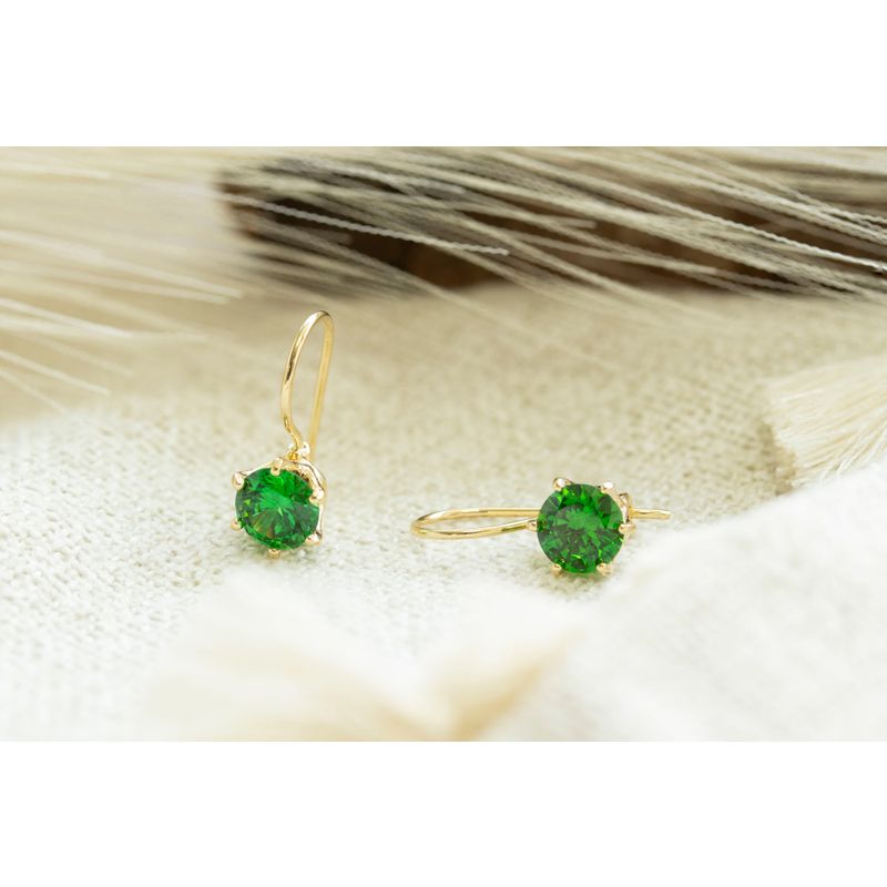 Gold Plated Green Drop Earrings for Women - Handmade December Birthstone