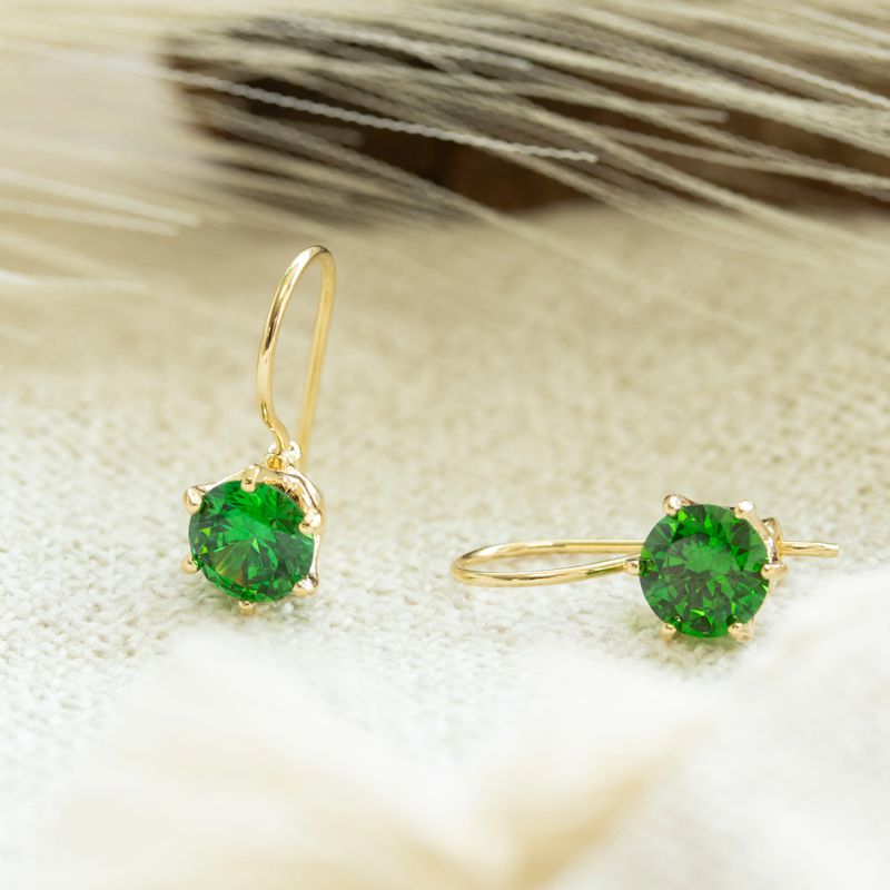 Gold Plated Green Drop Earrings for Women - Handmade December Birthstone