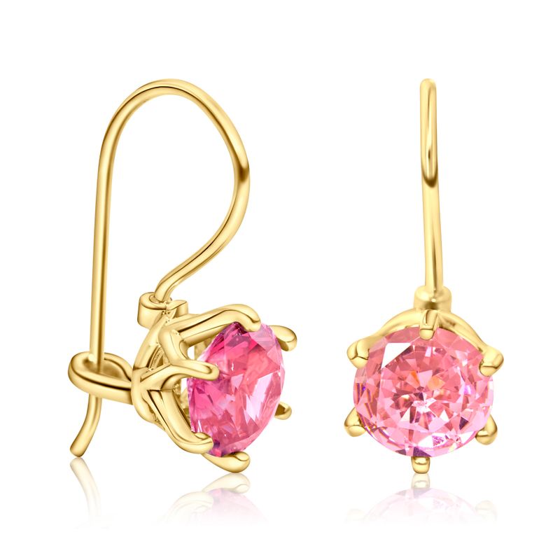 Pink Gold Plated Drop Earrings for Women - Handmade December Birthstone