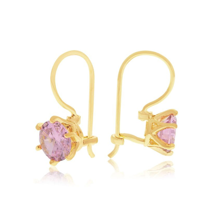 Pink Gold Plated Drop Earrings for Women - Handmade December Birthstone