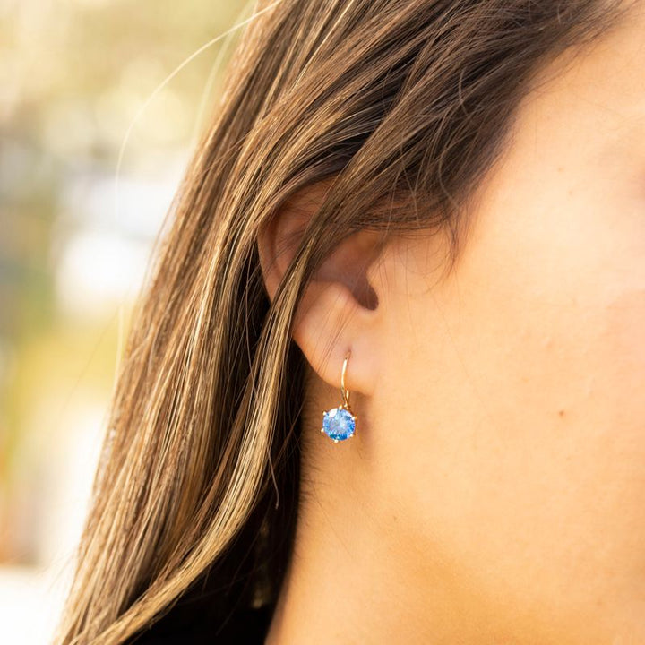Handmade Gold Plated Blue Drop Earrings for Women - December Birthstone