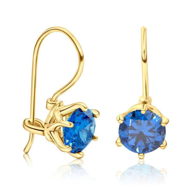 Handmade Gold Plated Blue Drop Earrings for Women - December Birthstone