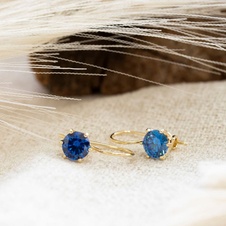 Handmade Gold Plated Blue Drop Earrings for Women - December Birthstone