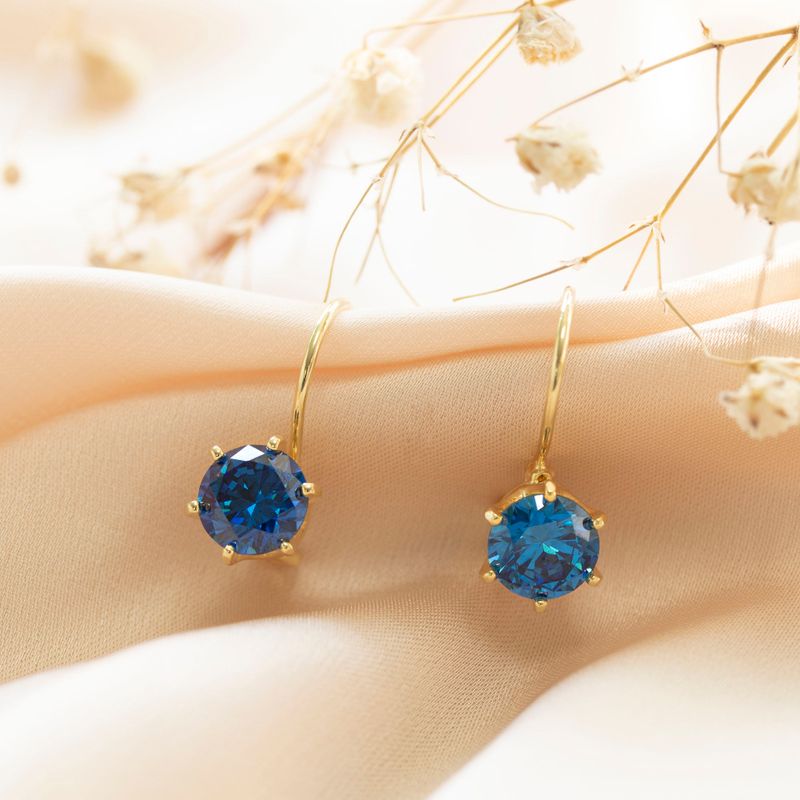 Handmade Gold Plated Blue Drop Earrings for Women - December Birthstone