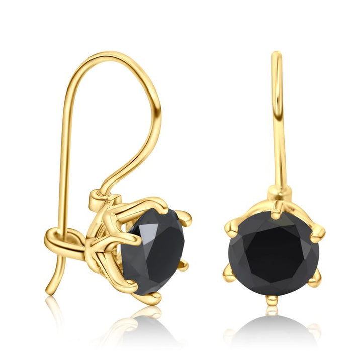 Black and Gold Drop Earrings for Women - Handmade December Birthstone