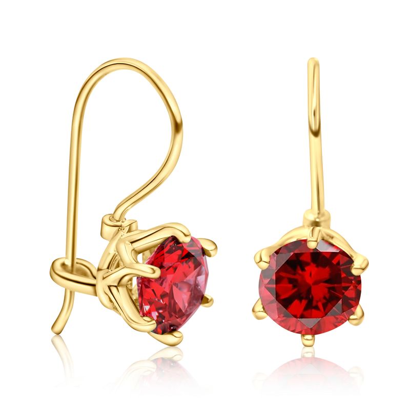 Garnet Drop Earrings for Women - Handmade Gold Plated January Birthstone