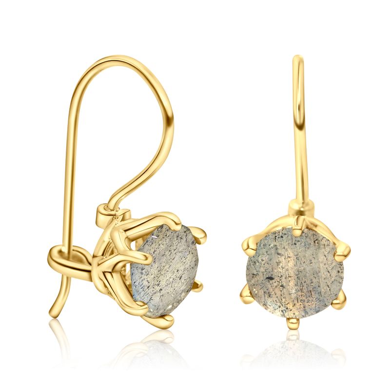 Handmade Gold Plated Labradorite Drop Earrings for Women