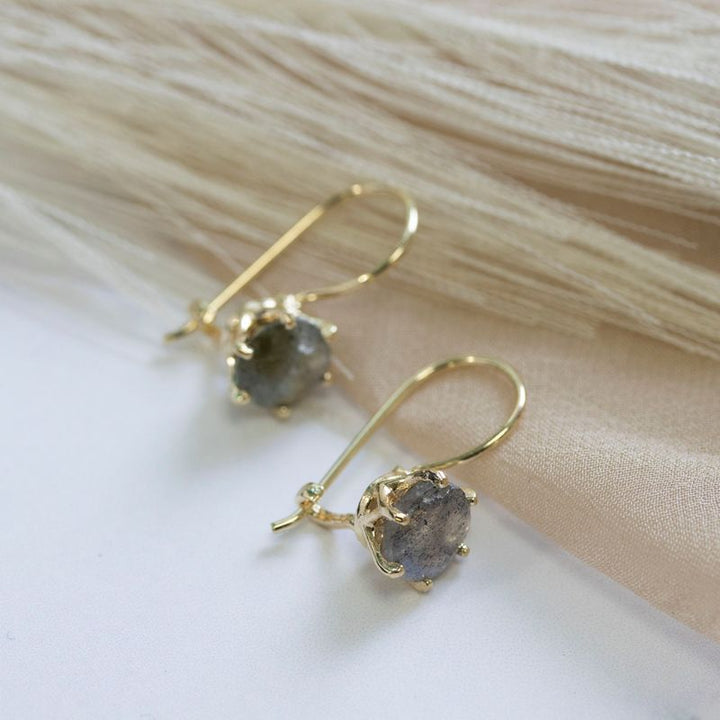 Handmade Gold Plated Labradorite Drop Earrings for Women