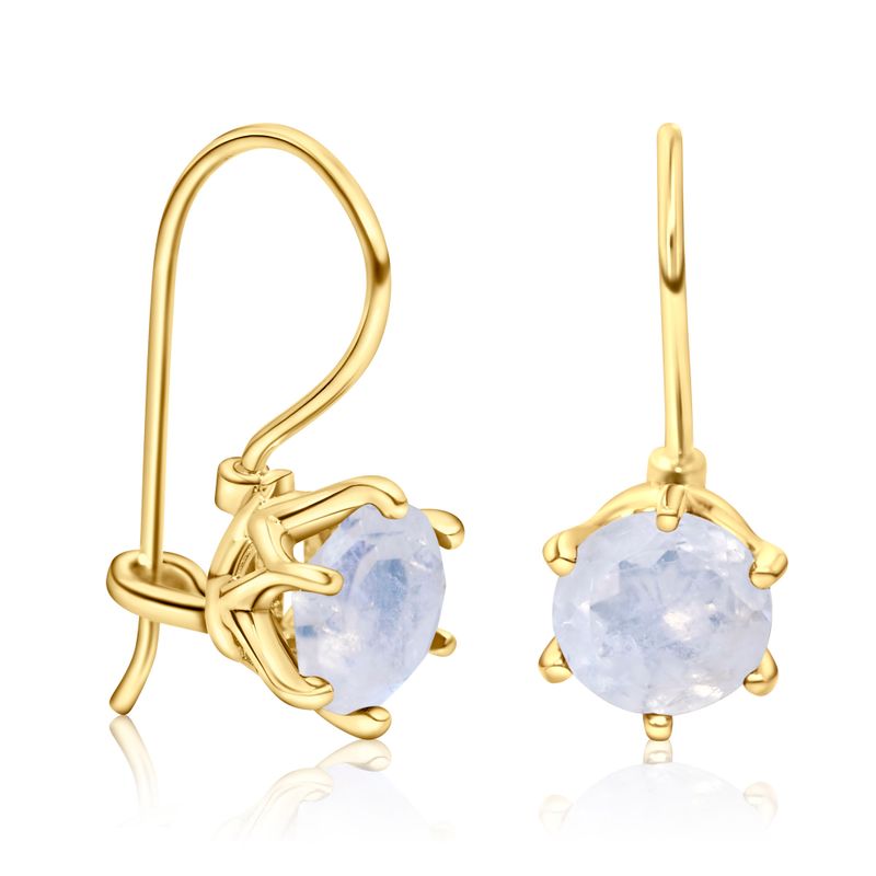 Handmade Yellow Gold Plated Moonstone Drop Earrings for Women-June Birthstone