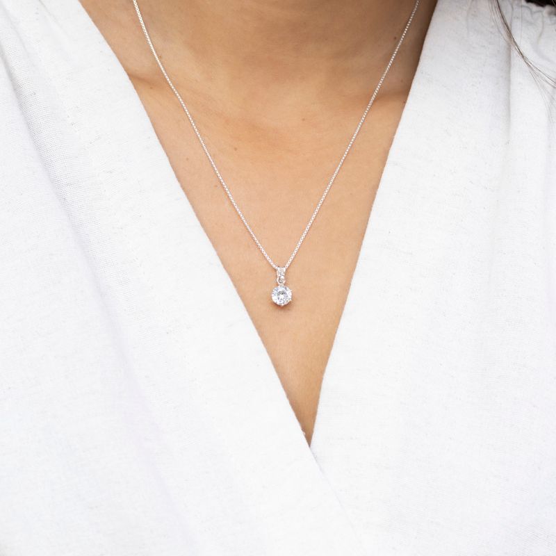 14K Gold Plated Silver Necklace With Cz Pendant