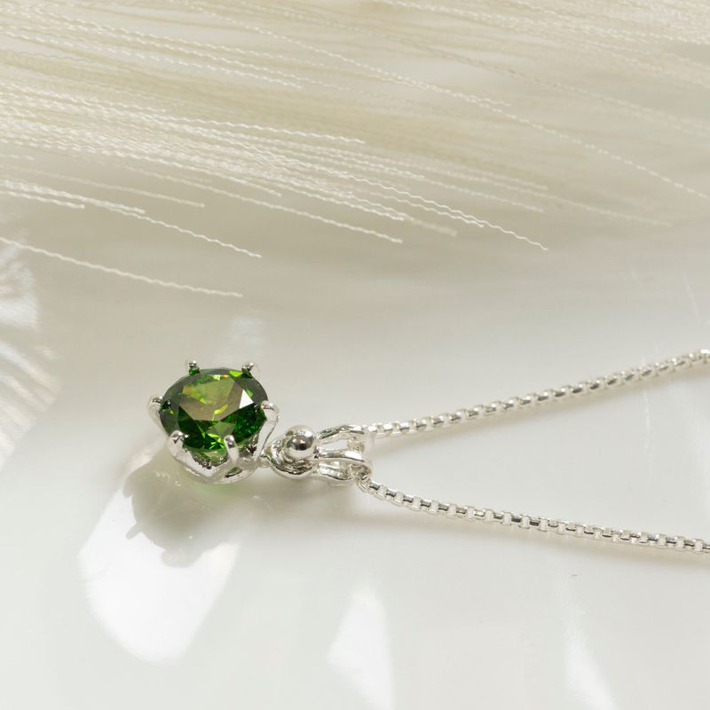 14K Gold Plated Green Cz Pendant Necklace