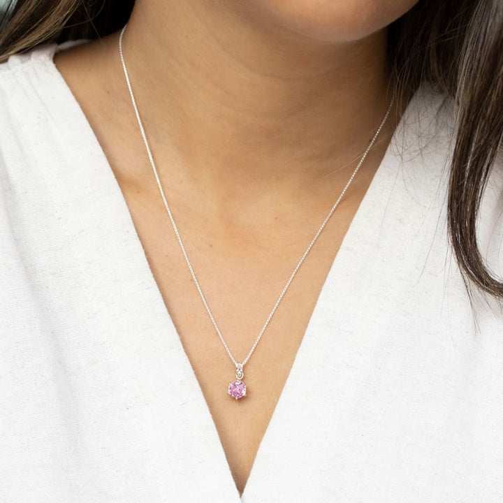 14K Gold Plated Pink Cz Pendant Necklace