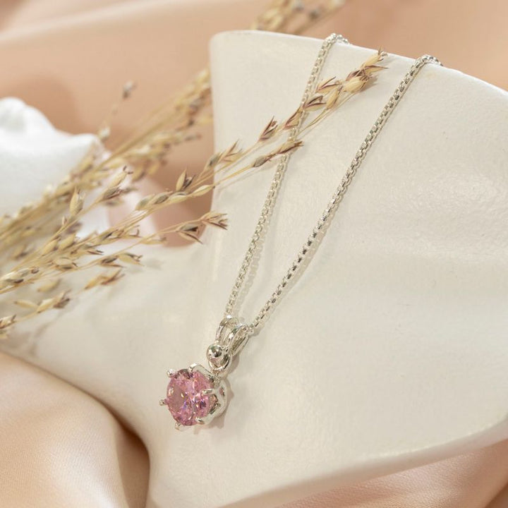 14K Gold Plated Pink Cz Pendant Necklace