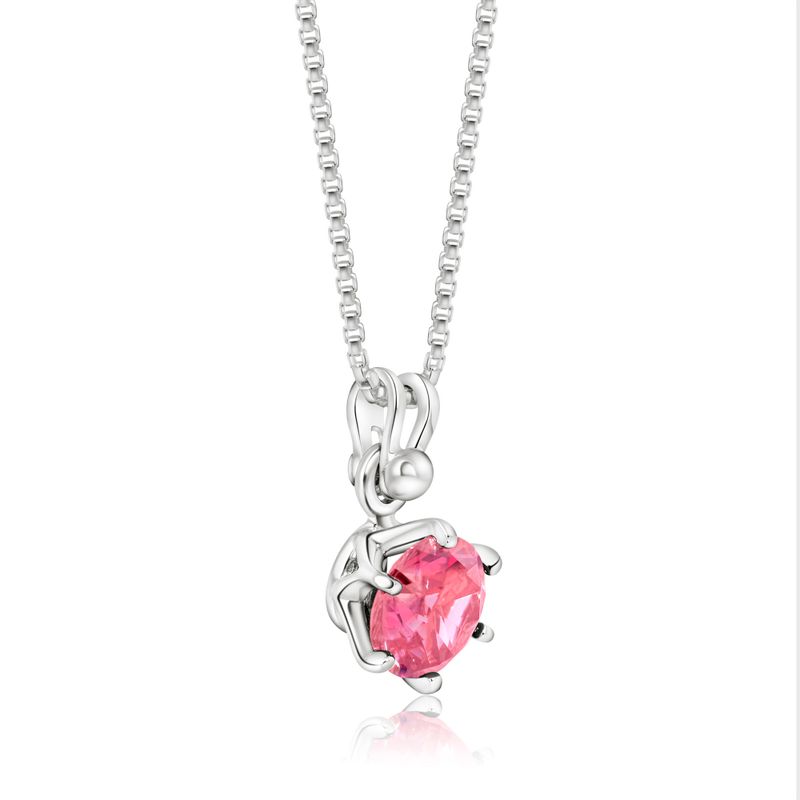 14K Gold Plated Pink Cz Pendant Necklace