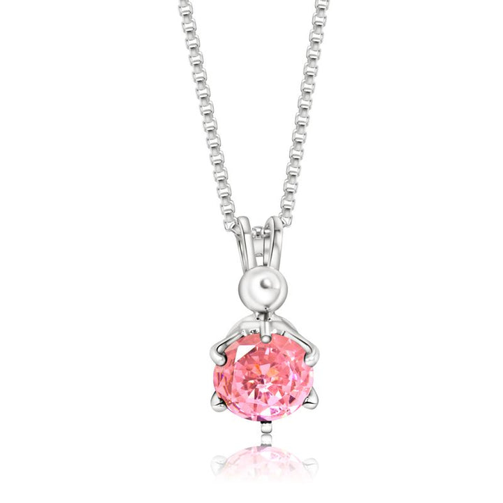 14K Gold Plated Pink Cz Pendant Necklace