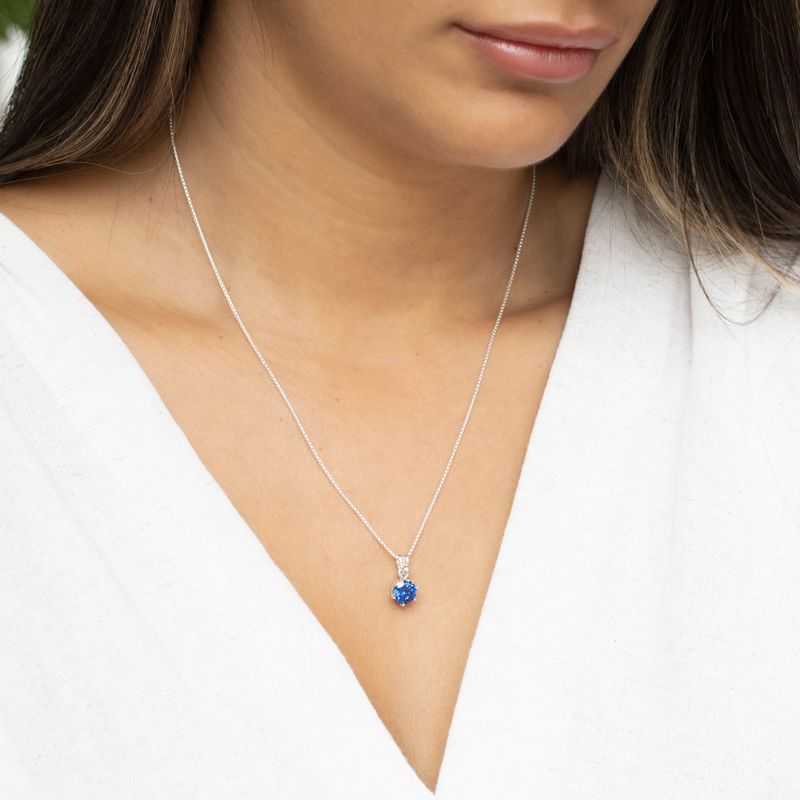 14K Gold Plated Blue Cz Pendant Necklace