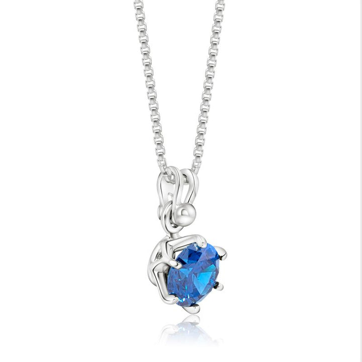 14K Gold Plated Blue Cz Pendant Necklace