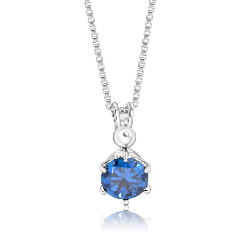 14K Gold Plated Blue Cz Pendant Necklace