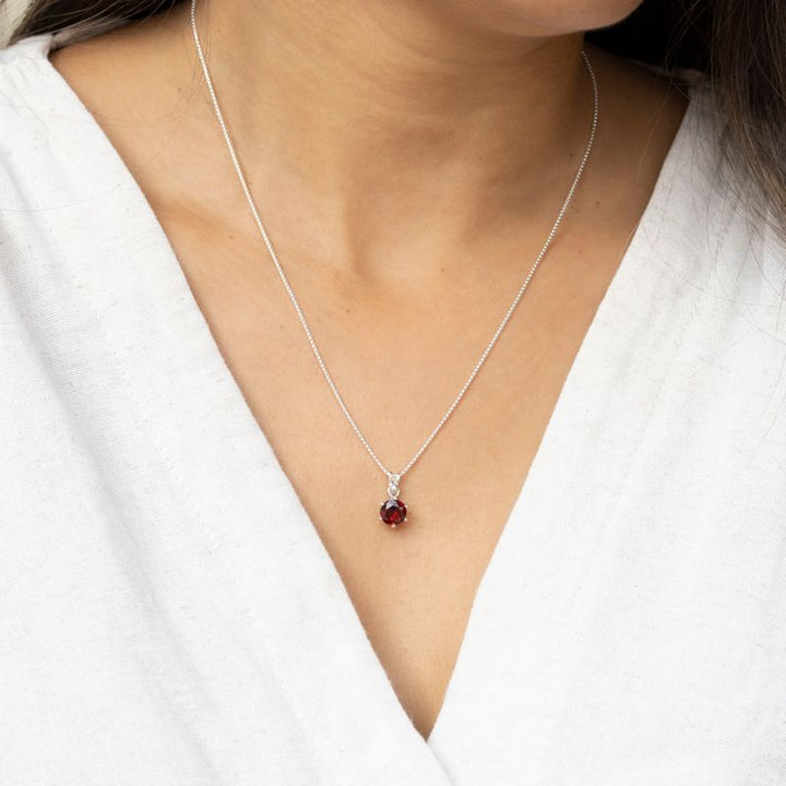 14K Gold Plated Garnet Necklace, December Birthstone