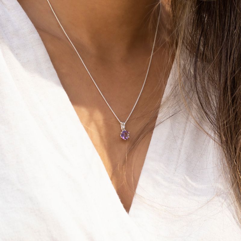14K Gold Plated Amethyst Pendant - Women'S Necklace
