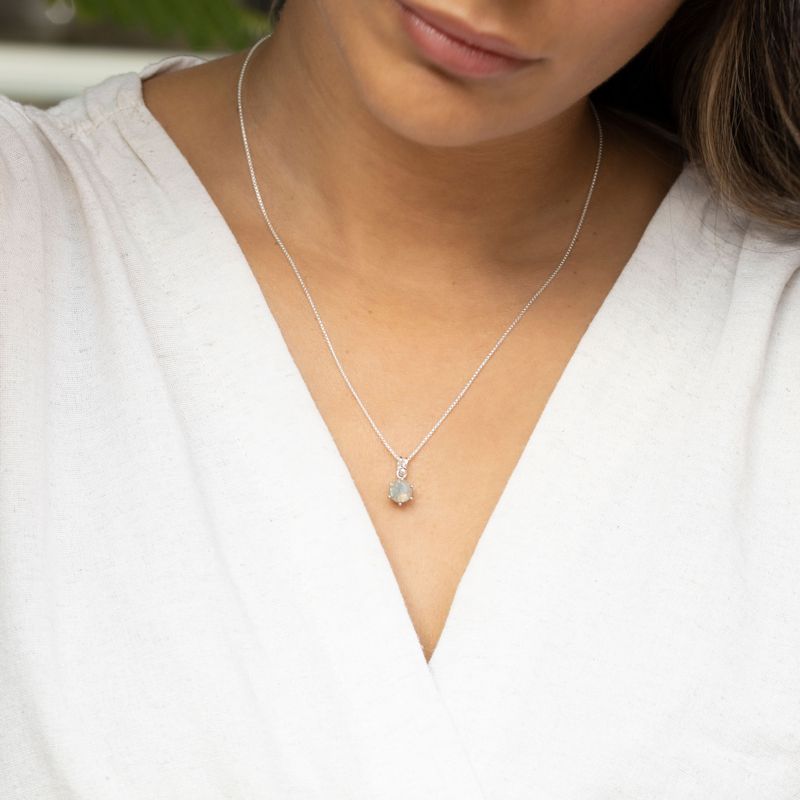 14K Gold Plated Dainty Moonstone Pendant Necklace