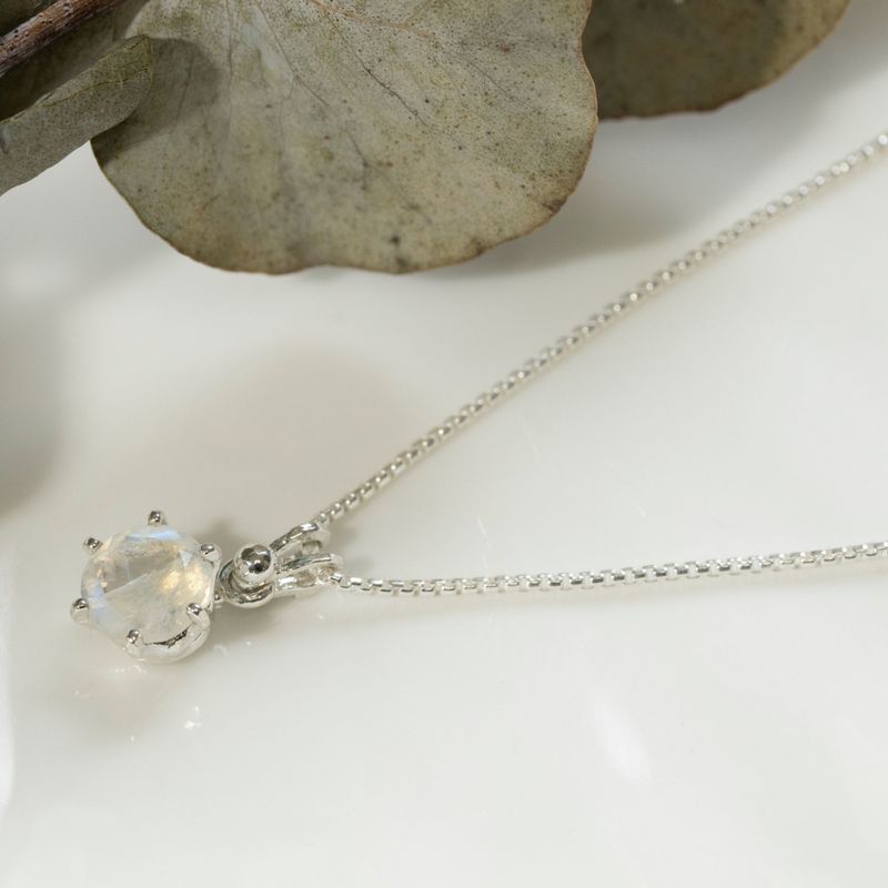 14K Gold Plated Dainty Moonstone Pendant Necklace