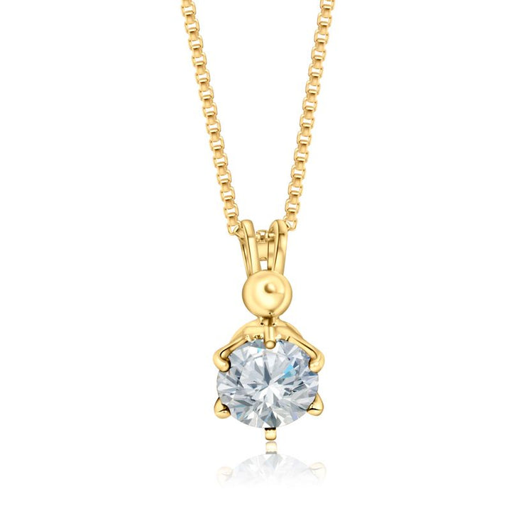 14K Gold Plated White Cz Pendant Necklace, Dec Birthstone