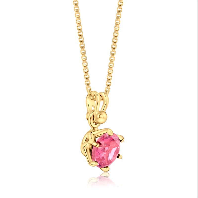 14K Gold Plated Pink Cz Pendant Necklace, Dec Birthstone