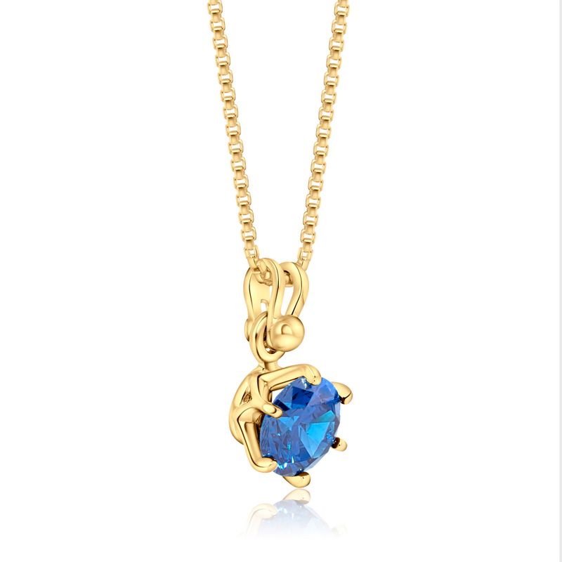14K Gold Plated Blue Cz Pendant Necklace - Dec Birthstone