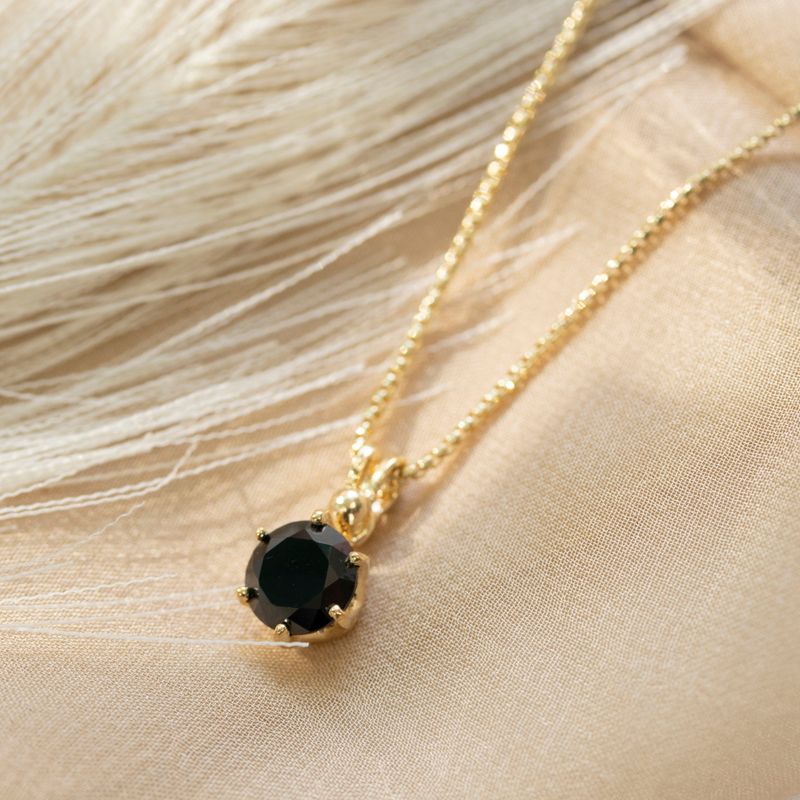 14K Gold Plated Black Cz Pendant Necklace