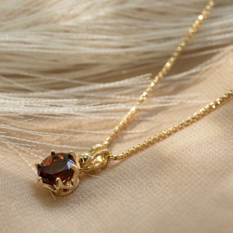 14K Gold Plated Garnet Necklace, December Birthstone
