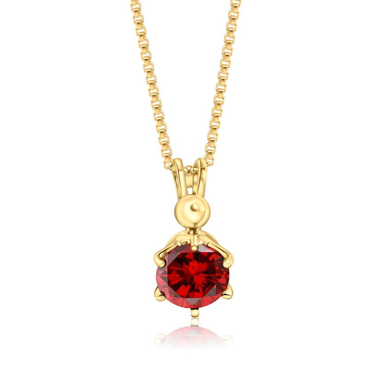 14K Gold Plated Garnet Necklace, December Birthstone