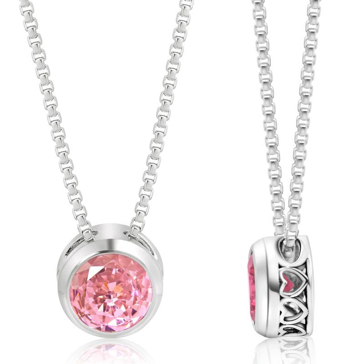 14K Gold Plated Pink Cz Pendant Necklace