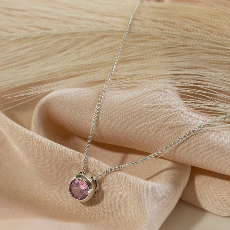 14K Gold Plated Pink Cz Pendant Necklace