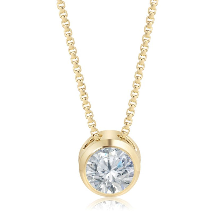 14K Gold Plated White Cz Pendant Necklace