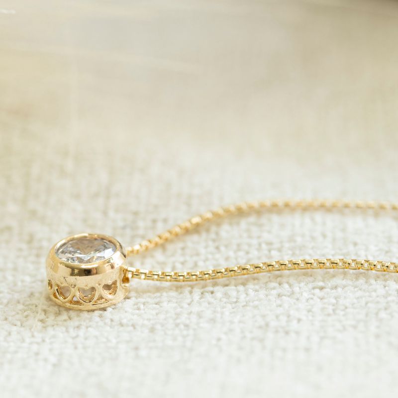 14K Gold Plated White Cz Pendant Necklace
