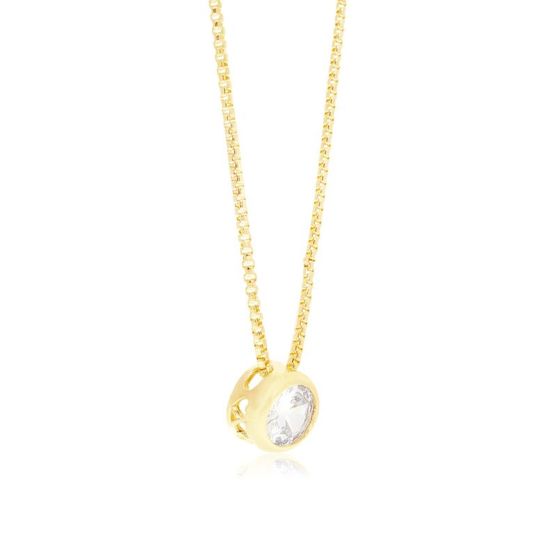 14K Gold Plated White Cz Pendant Necklace