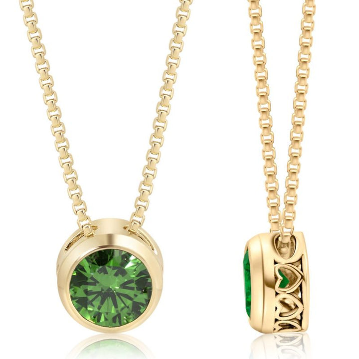 14K Gold Plated Green Cz Pendant Necklace