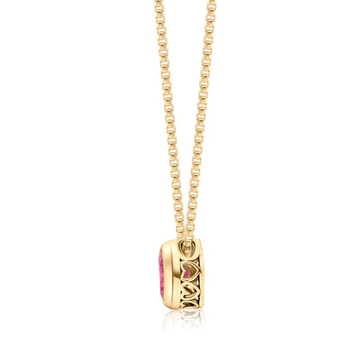 14K Gold Plated Pink Cz Pendant Necklace, December Birthstone