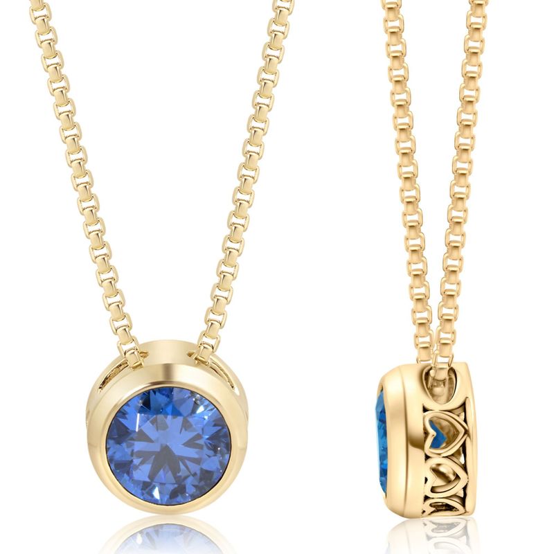 14K Gold Plated Blue Cz Pendant Necklace