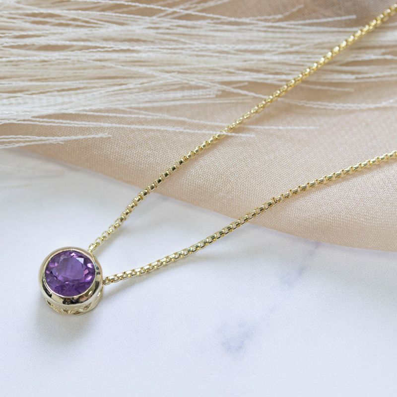 14K Gold Plated Amethyst Pendant Necklace