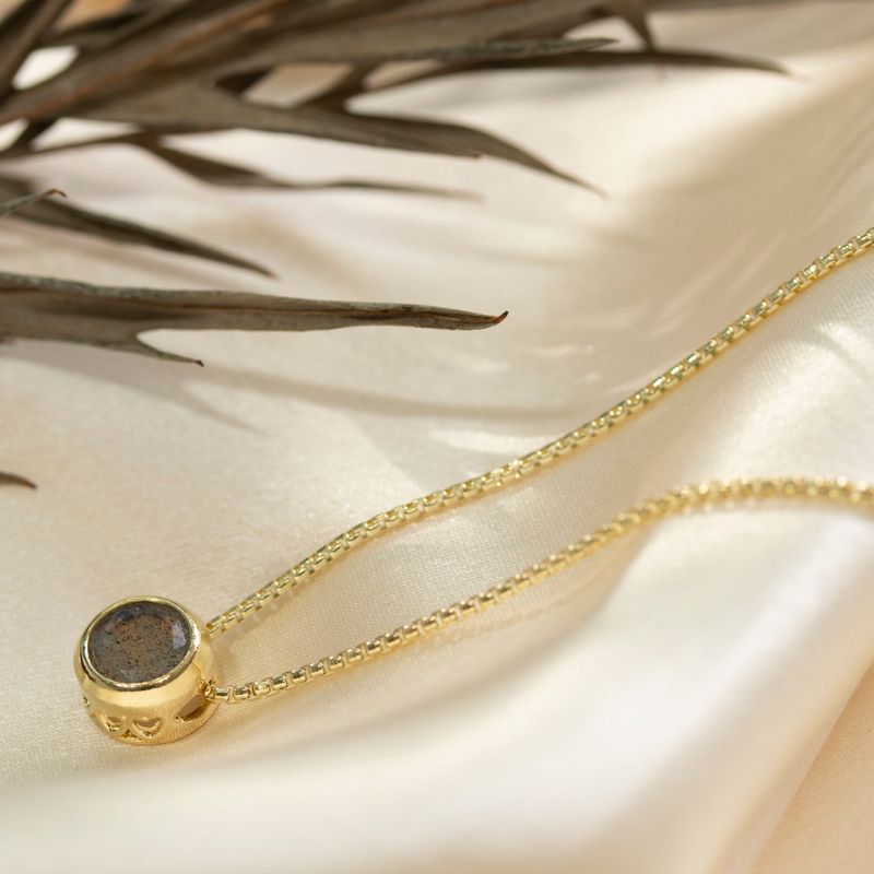 14K Gold Plated Labradorite Pendant Necklace