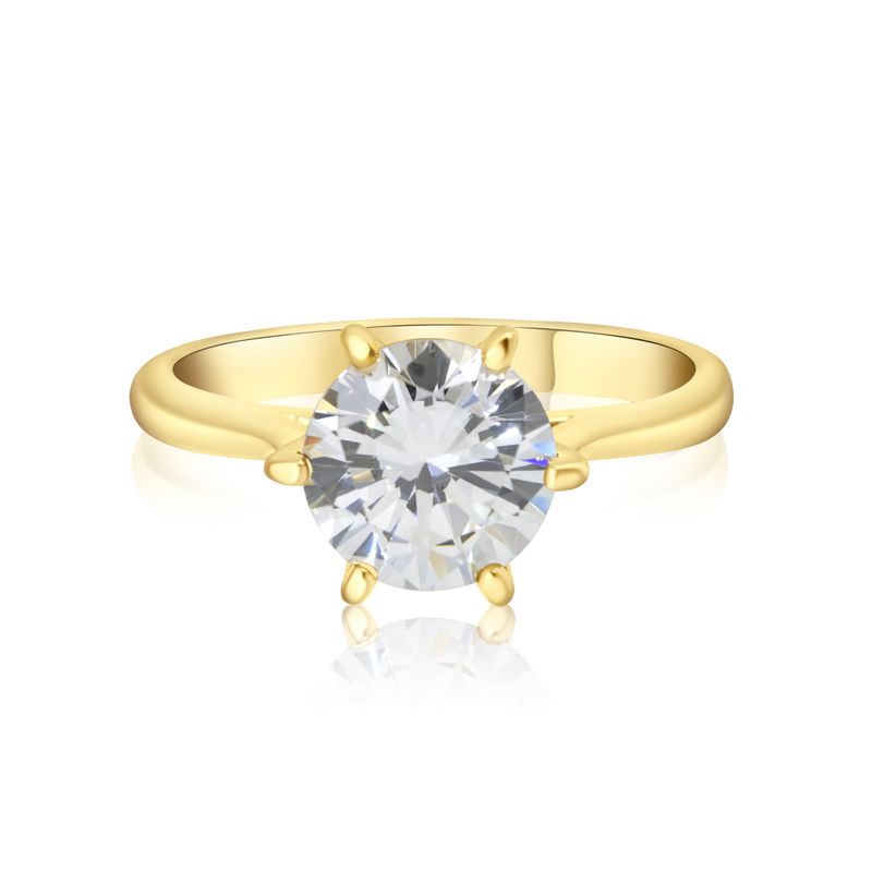 gold plated closed ring with white cz 8mm facet