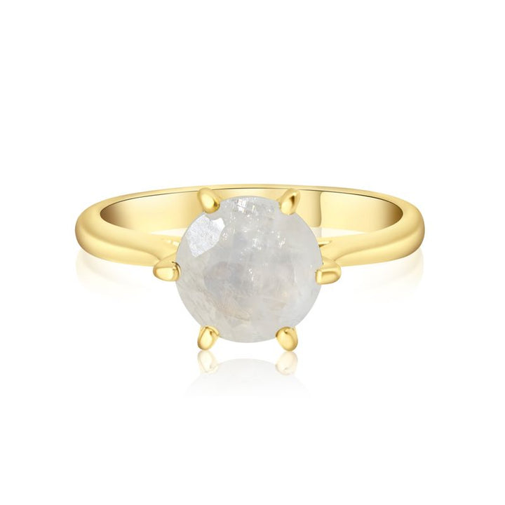 gold plated closed ring with moonstone 8mm facet